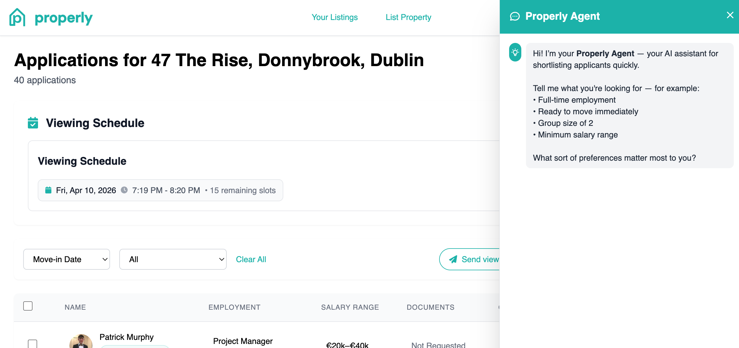 Properly – Applications with AI Agent
