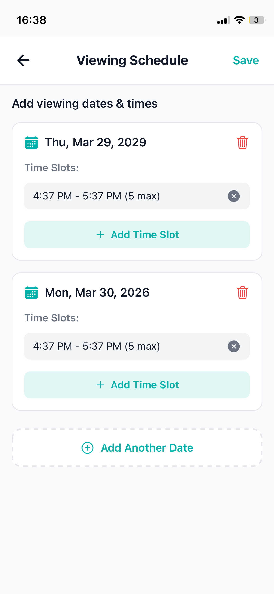 Properly App – Viewing Schedule